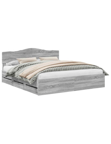Struttura del letto con cassetto Grigio Sonoma 180 x 200 cm