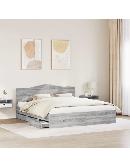 Struttura del letto con cassetto Grigio Sonoma 180 x 200 cm