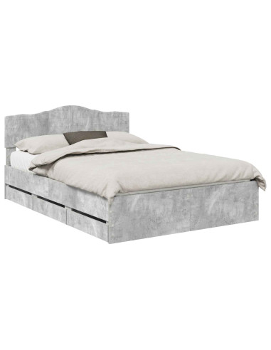 Struttura del letto con cassetto Grigio cemento 160 x 200 cm