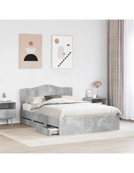 Struttura del letto con cassetto Grigio cemento 150 x 200 cm