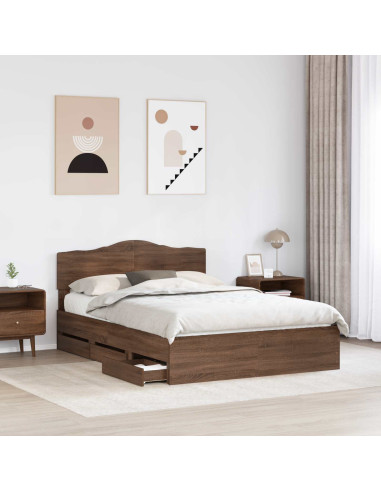 Struttura del letto con cassetto Rovere Marrone 150 x 200 cm