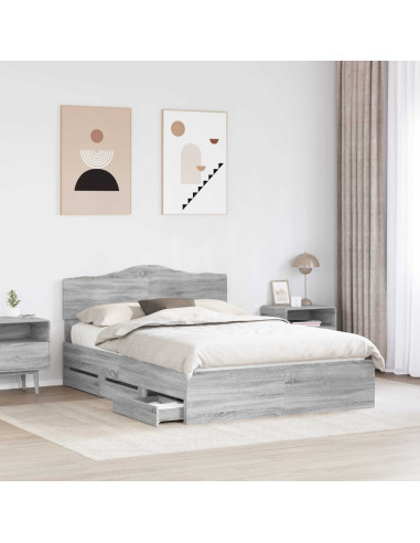 Struttura del letto con cassetto Grigio Sonoma 140 x 190 cm