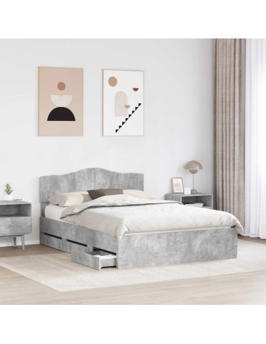 Struttura del letto con cassetto Grigio cemento 140 x 200 cm