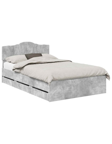 Struttura del letto con cassetto Grigio cemento 135 x 190 cm