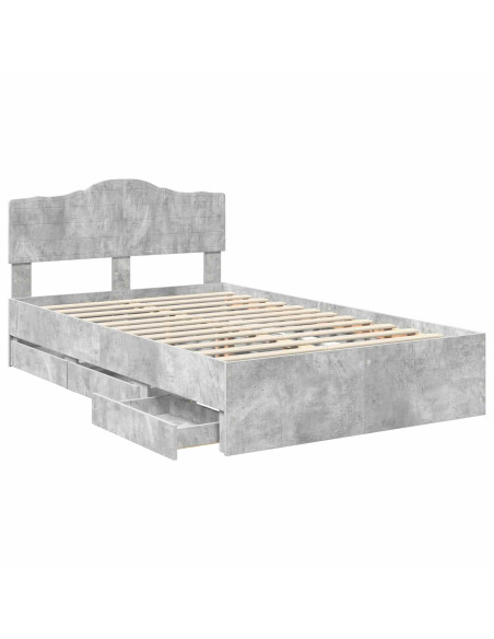 Struttura del letto con cassetto Grigio cemento 135 x 190 cm