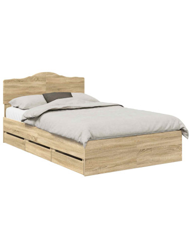 Struttura del letto con cassetto Rovere Sonoma 120 x 190 cm