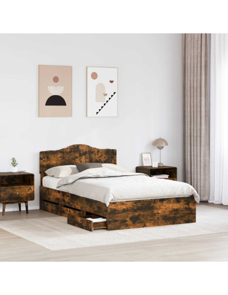 Struttura del letto con cassetto Rovere fumé 120 x 190 cm