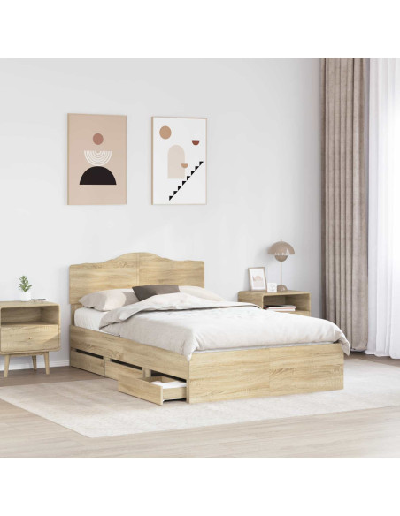 Struttura del letto con cassetto Rovere Sonoma 120 x 200 cm
