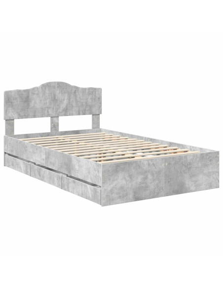 Struttura del letto con cassetto Grigio cemento 120 x 200 cm