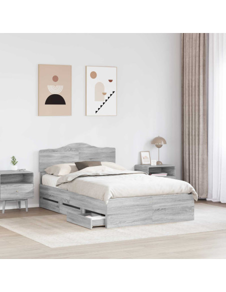 Struttura del letto con cassetto Grigio Sonoma 120 x 200 cm