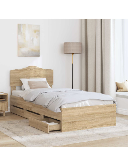 Struttura del letto con cassetto Rovere Sonoma 100 x 200 cm