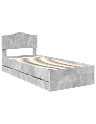 Struttura del letto con cassetto Grigio cemento 90 x 190 cm