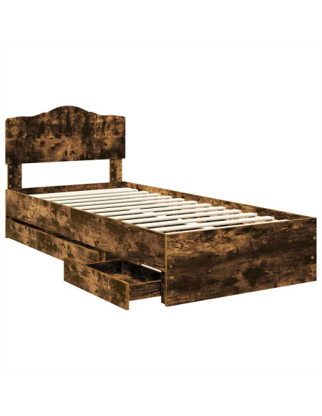 Struttura del letto con cassetto Rovere fumé 90 x 190 cm