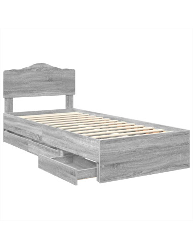 Struttura del letto con cassetto Grigio Sonoma 90 x 190 cm