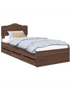 Struttura del letto con cassetto Rovere Marrone 90 x 190 cm 2
