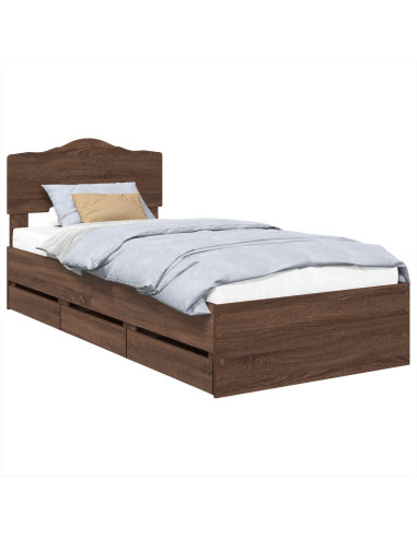 Struttura del letto con cassetto Rovere Marrone 90 x 190 cm