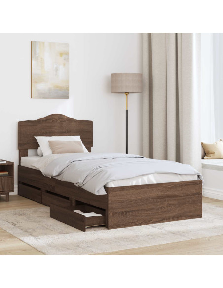 Struttura del letto con cassetto Rovere Marrone 90 x 190 cm