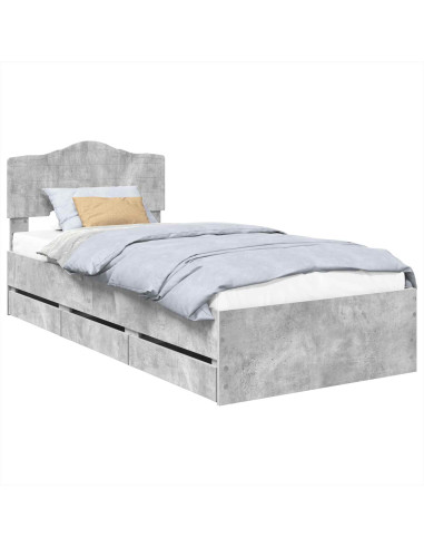 Struttura del letto con cassetto Grigio cemento 90 x 200 cm