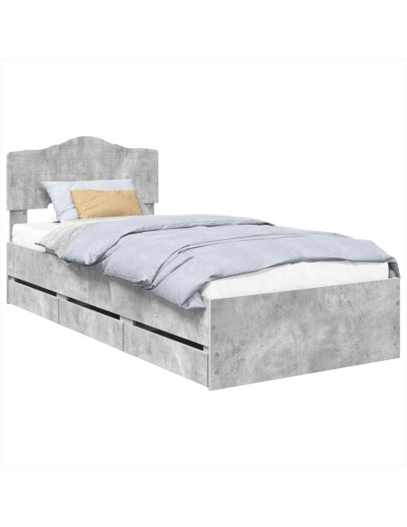 Struttura del letto con cassetto Grigio cemento 90 x 200 cm