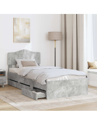 Struttura del letto con cassetto Grigio cemento 90 x 200 cm