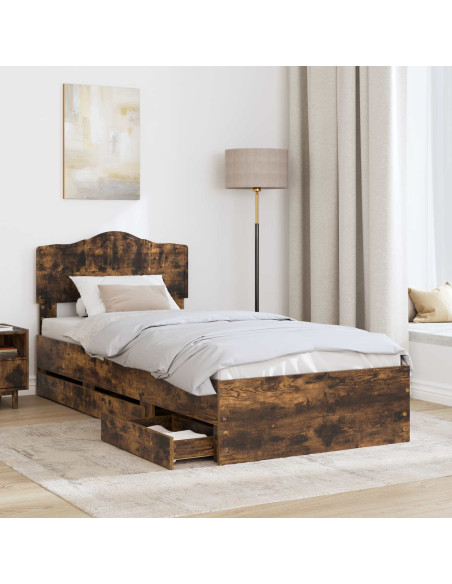 Struttura del letto con cassetto Rovere fumé 90 x 200 cm