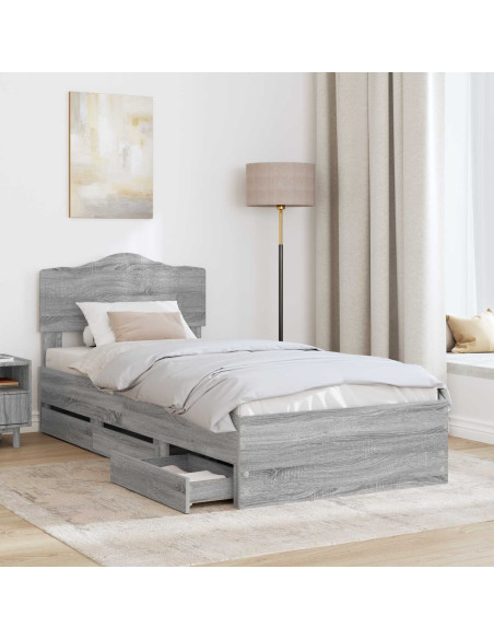 Struttura del letto con cassetto Grigio Sonoma 90 x 200 cm