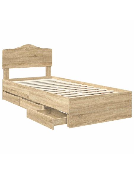 Struttura del letto con cassetto Rovere Sonoma 75 x 190 cm