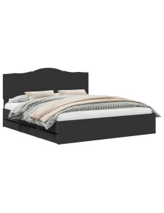 Struttura del letto Nero 200 x 200 cm Legno Ingegnerizzato 2