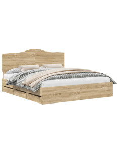 Struttura del letto con cassetto Rovere Sonoma 200 x 200 cm 2