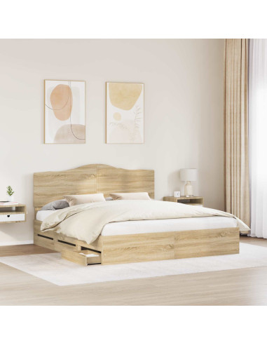 Struttura del letto con cassetto Rovere Sonoma 200 x 200 cm