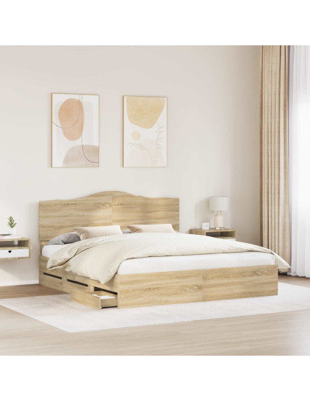 Struttura del letto con cassetto Rovere Sonoma 200 x 200 cm