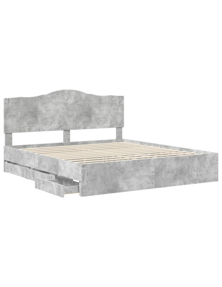 Struttura del letto con cassetto Grigio cemento 200 x 200 cm