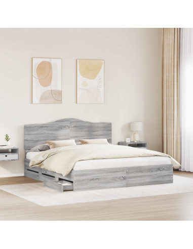 Struttura del letto con cassetto Grigio Sonoma 200 x 200 cm