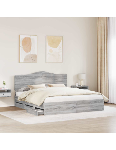 Struttura del letto con cassetto Grigio Sonoma 200 x 200 cm