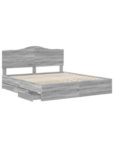 Struttura del letto con cassetto Grigio Sonoma 200 x 200 cm