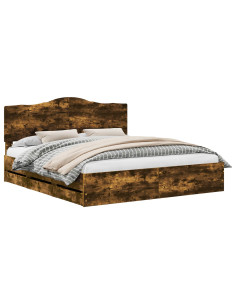 Struttura del letto con cassetto Rovere fumé 180 x 200 cm 2