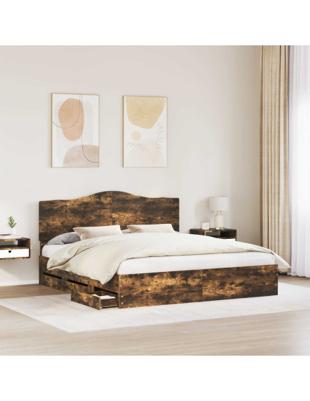 Struttura del letto con cassetto Rovere fumé 180 x 200 cm