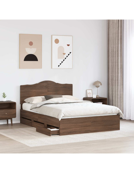 Struttura del letto con cassetto Rovere Marrone 150 x 200 cm