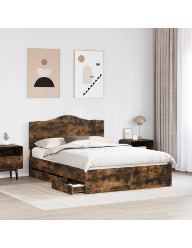 Struttura del letto con cassetto Rovere fumé 140 x 200 cm