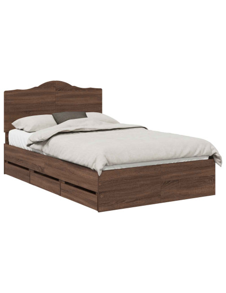 Struttura del letto con cassetto Rovere Marrone 135 x 190 cm
