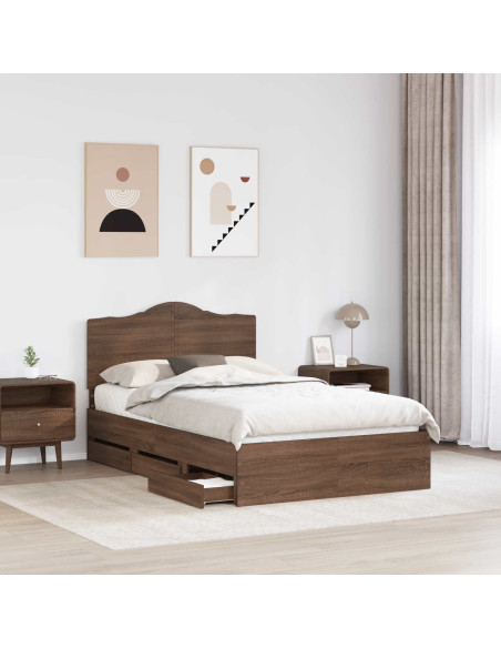 Struttura del letto con cassetto Rovere Marrone 135 x 190 cm