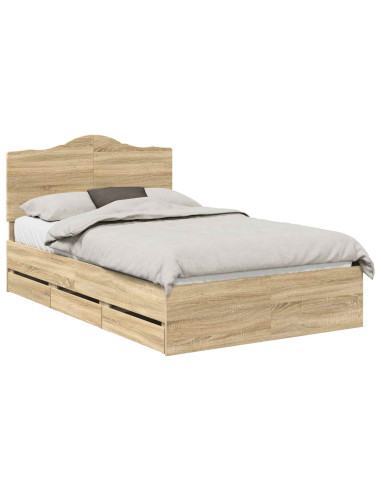 Struttura del letto con cassetto Rovere Sonoma 120 x 190 cm