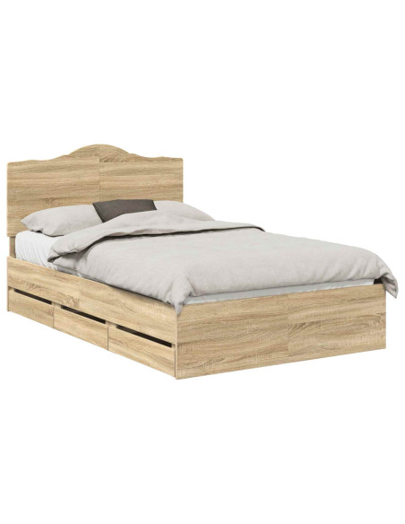 Struttura del letto con cassetto Rovere Sonoma 120 x 190 cm