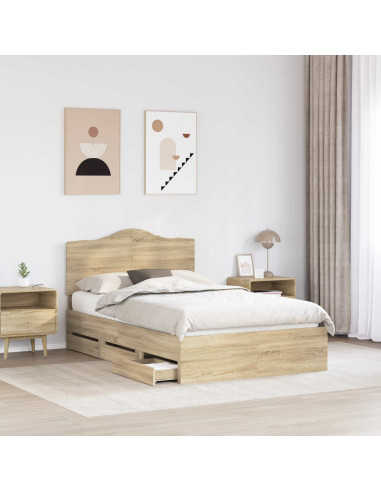 Struttura del letto con cassetto Rovere Sonoma 120 x 190 cm