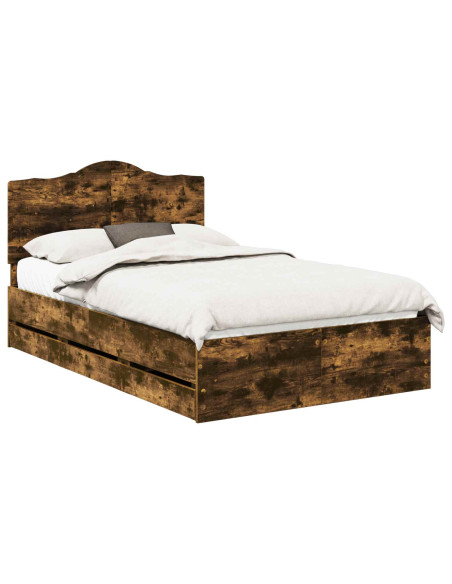 Struttura del letto con cassetto Rovere fumé 120 x 190 cm
