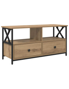 Mobile TV con cassetto Rovere artigianale 90 x 33 x 45 cm 2