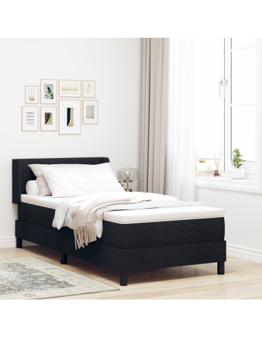 Letto a molle con materasso Nero 200 x 80 cm Poliestere