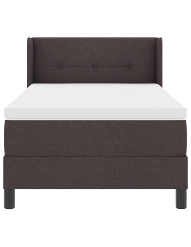 Letto a molle con testiera Marrone Scuro 190 x 90 cm Poliestere