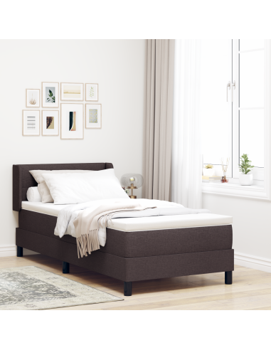 Letto a molle con testiera Marrone Scuro 190 x 90 cm Poliestere