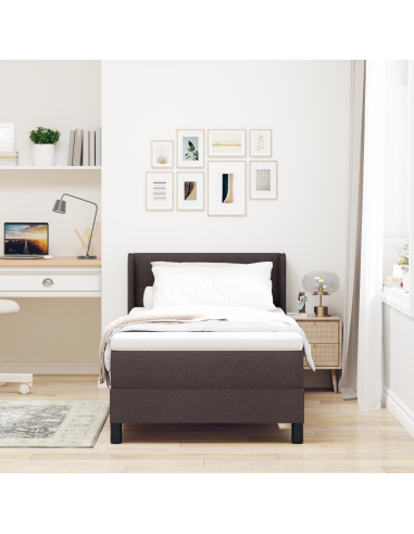 Letto a molle con testiera Marrone Scuro 190 x 90 cm Poliestere